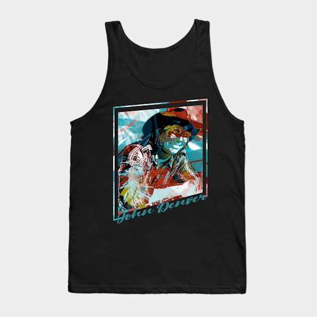 John Denver-Abstract Expressionist Potrait Tank Top by CreatenewARTees